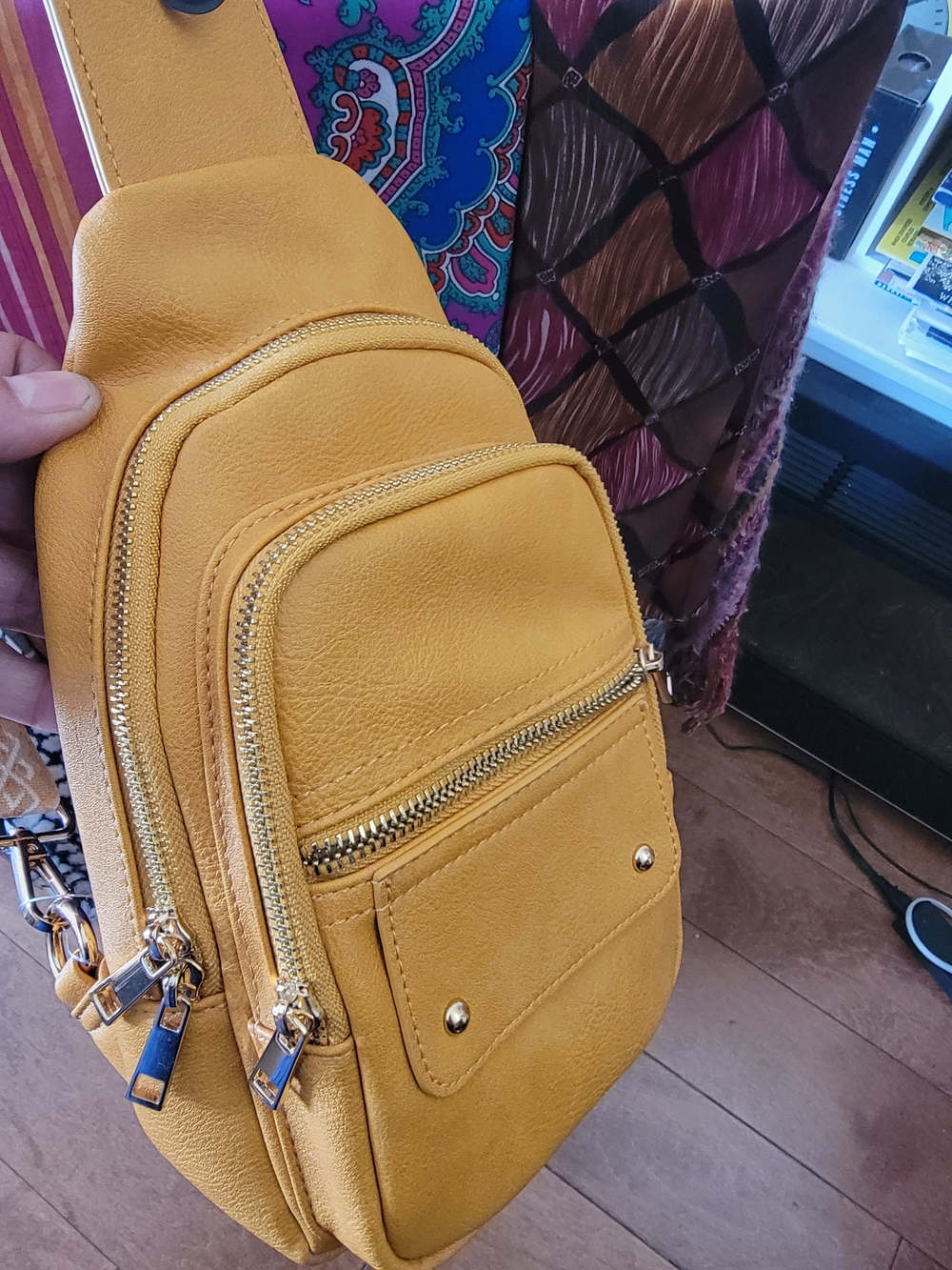 Stylish Mustard Yellow Crossbody Sling Bag - Women - Picture 2 of 3